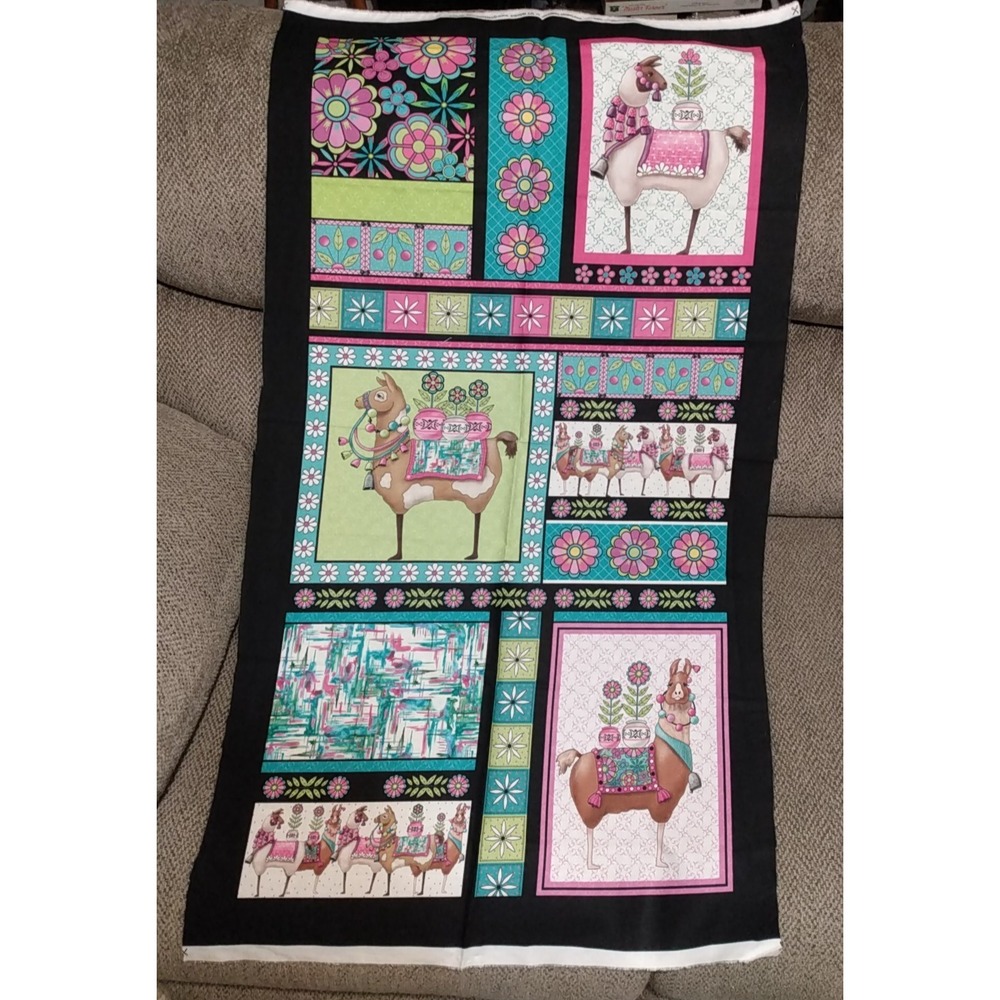 Fiesta Boho - Llama Fabric Panel Bright colors Cut n' sew Desiree's Designs